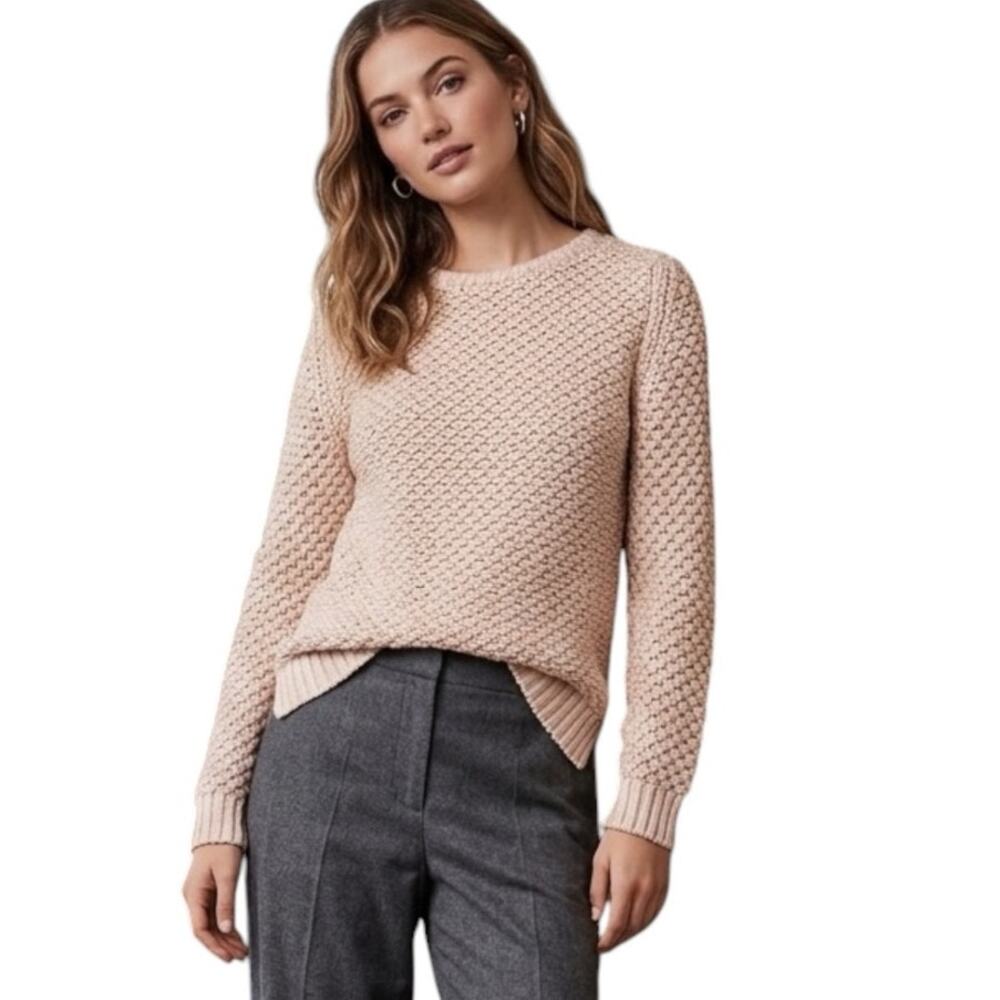 Rebecca Taylor Metallic Chunky Knit Cozy Sweater Top Pale Pink Women's Medium - Picture 1 of 8